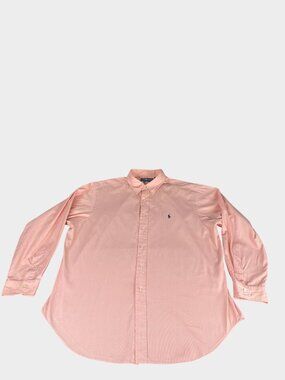 Ralph Lauren Men's 18 34/35 Classic Fit Orange White Stripe Button Down Shirt